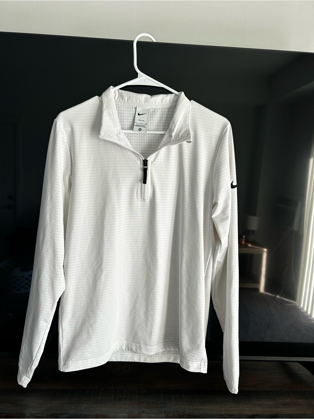 Nike White Dri-FIT Textured Quarter-Zip Pullover